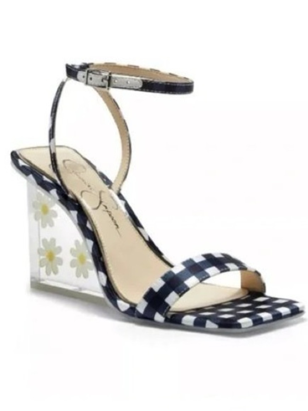 Jessica Simpson Aysie Daisy Wedge Clear Sandals Sz 6 NWOB